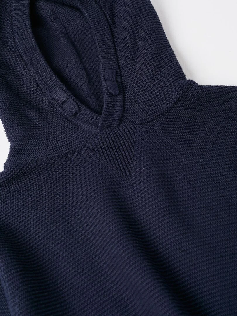 Pull à Capuche en Maille de Coton pour Garçon  ATLANTIC COMPANY   Bleu