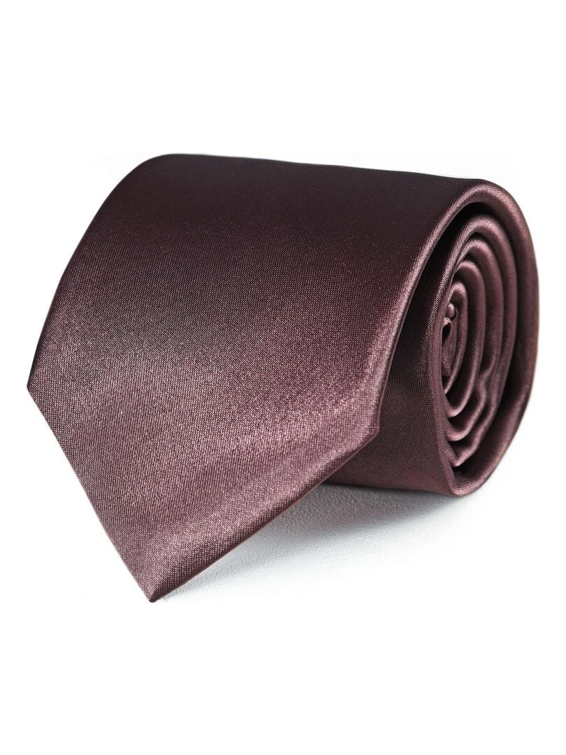 Cravate Satin Unie Fabriqué en Europe Marron chocolat