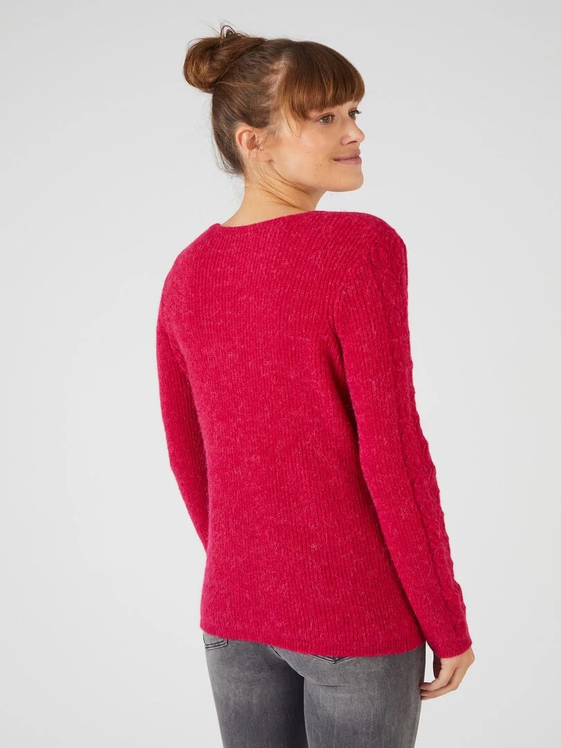 Pull jeu de maille mélange alpaga   Damart   Rouge cerise