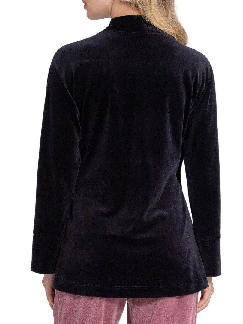 Kimono court velours à ceinture satinée Keina Bleu