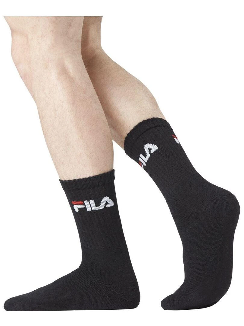 Lot de 6 Paires de Chaussettes Tennis Fila   Noir
