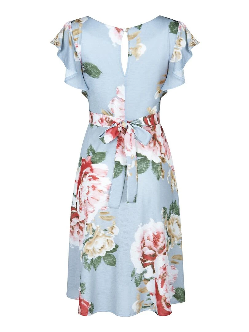Robe estivale manches courtes Hawaii   Gris