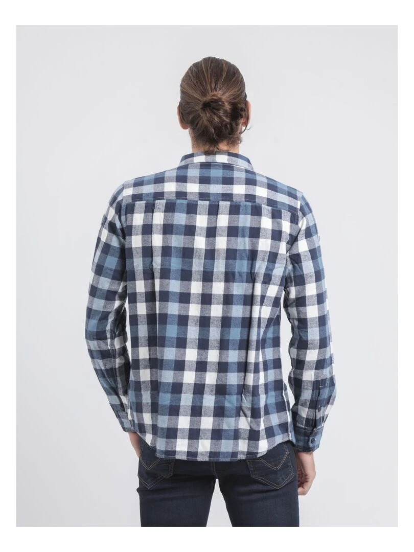 Chemise manches longues carreaux TAKOS Bleu marine