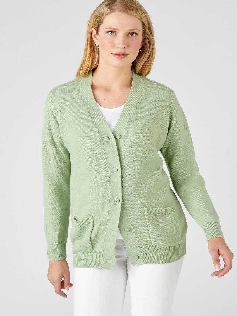 Gilet classique maille jersey    Damart   Vert