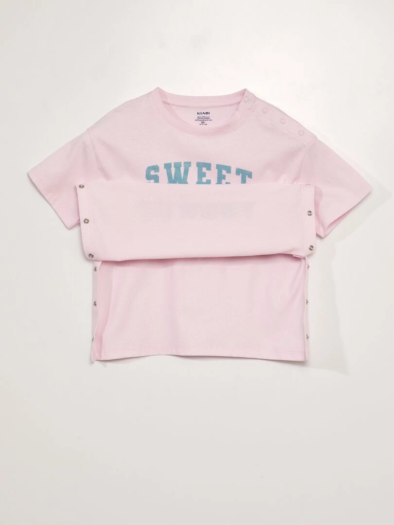 T shirt adaptatif 'Sweet Sunday'   Rose