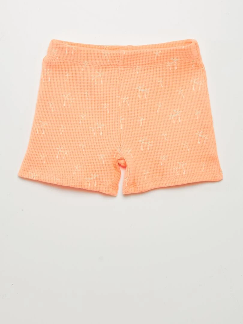 Pyjama short 2 pièces en nid d'abeille   Orange