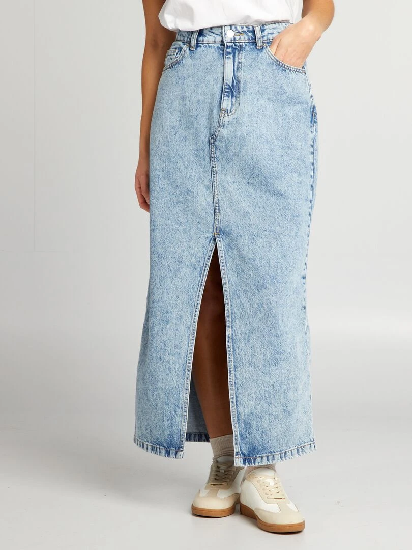 Jupe midi en jean   Bleu