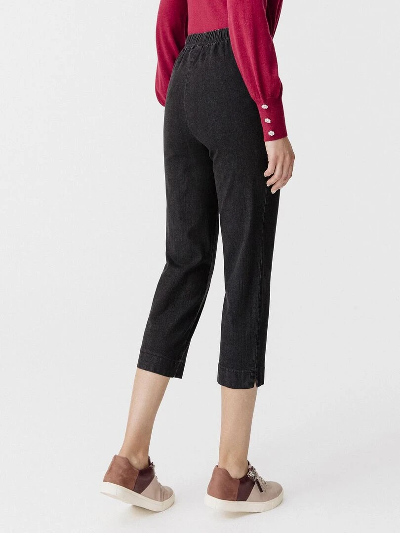 Pantacourt jean effet ventre plat extensible   Damart   Noir