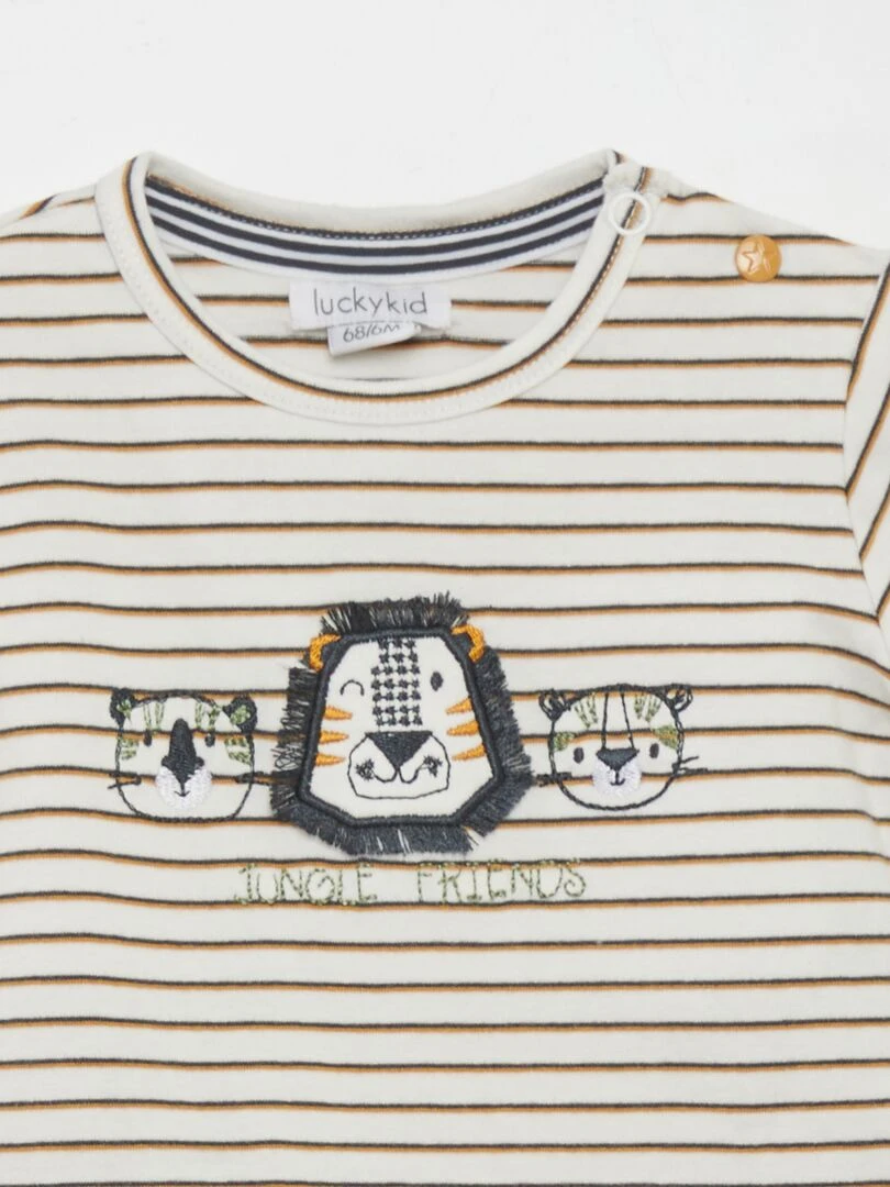 Barboteuse rayée   Beige