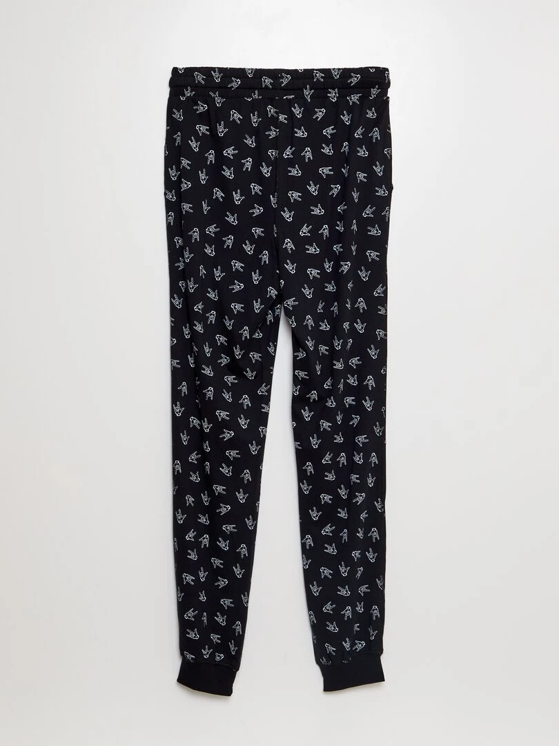 Pantalon de pyjama imprimé fantaisie   Noir