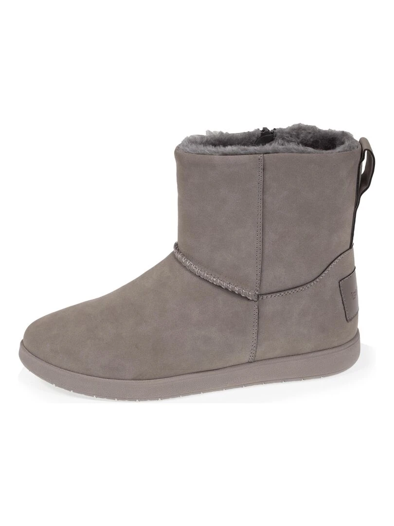 Bottines Femme Zip Effet Nubuck Gris Gris Gris