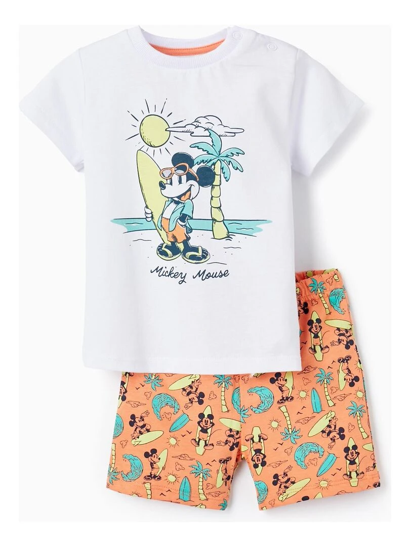 Pyjama en coton pour bébé garçon 'Mickey' manches courtes MICKEY Blanc