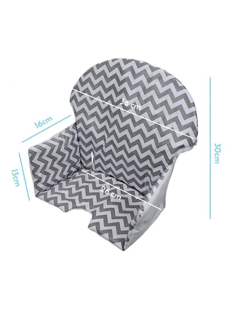 Housse d'assise pour chaise haute bébé enfant gamme Délice Monsieur Bébé Gris Blanc Gris
