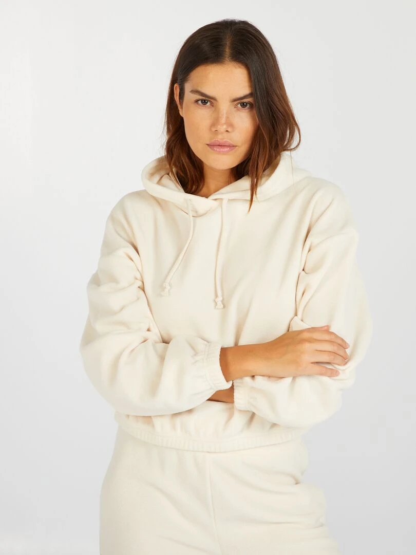 Sweat polaire à capuche Blanc