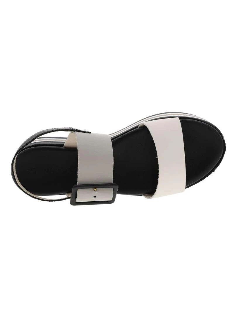 MARCO TOZZI   Nu pieds cuir talon compensé   Blanc Noir