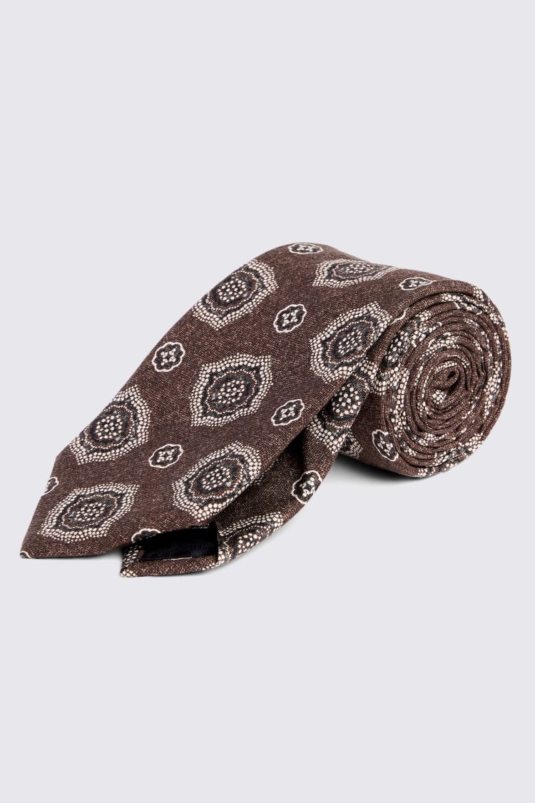 Bottinelli Cappuccino Silk Jumbo Medallion Tie Buy Online at Moss