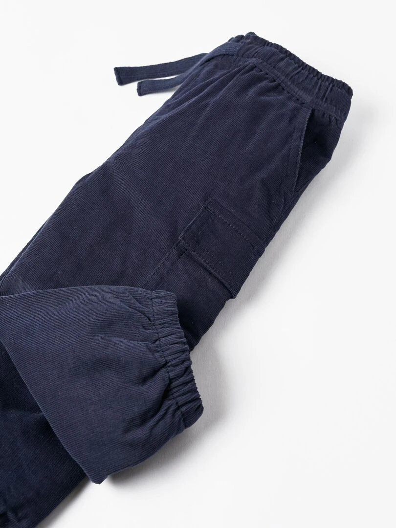Pantalon en velours côtelé pour bébé garçon  Skater's’ Dictionary   Bleu foncé