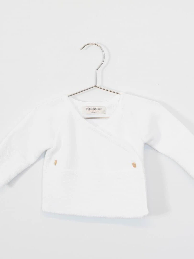 Brassière double maille en coton Petits Chats Blanc
