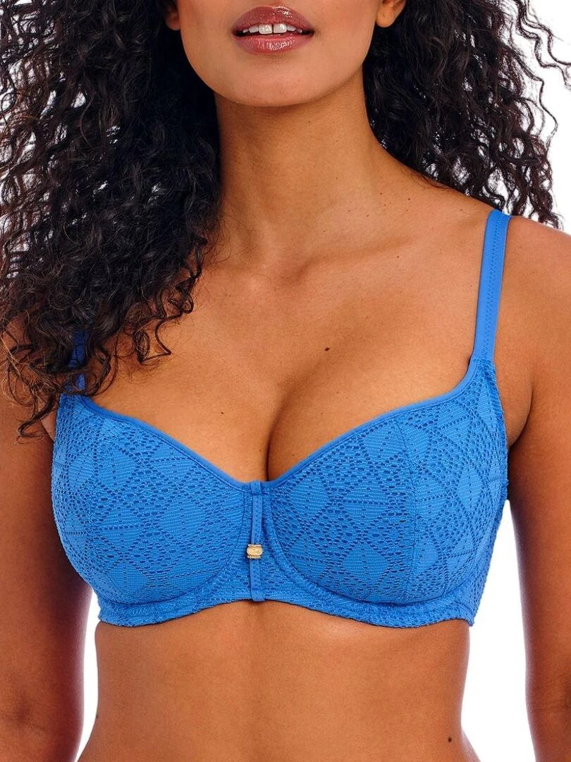 Haut de maillot de bain décolleté coeur Nomad Nights Bleu