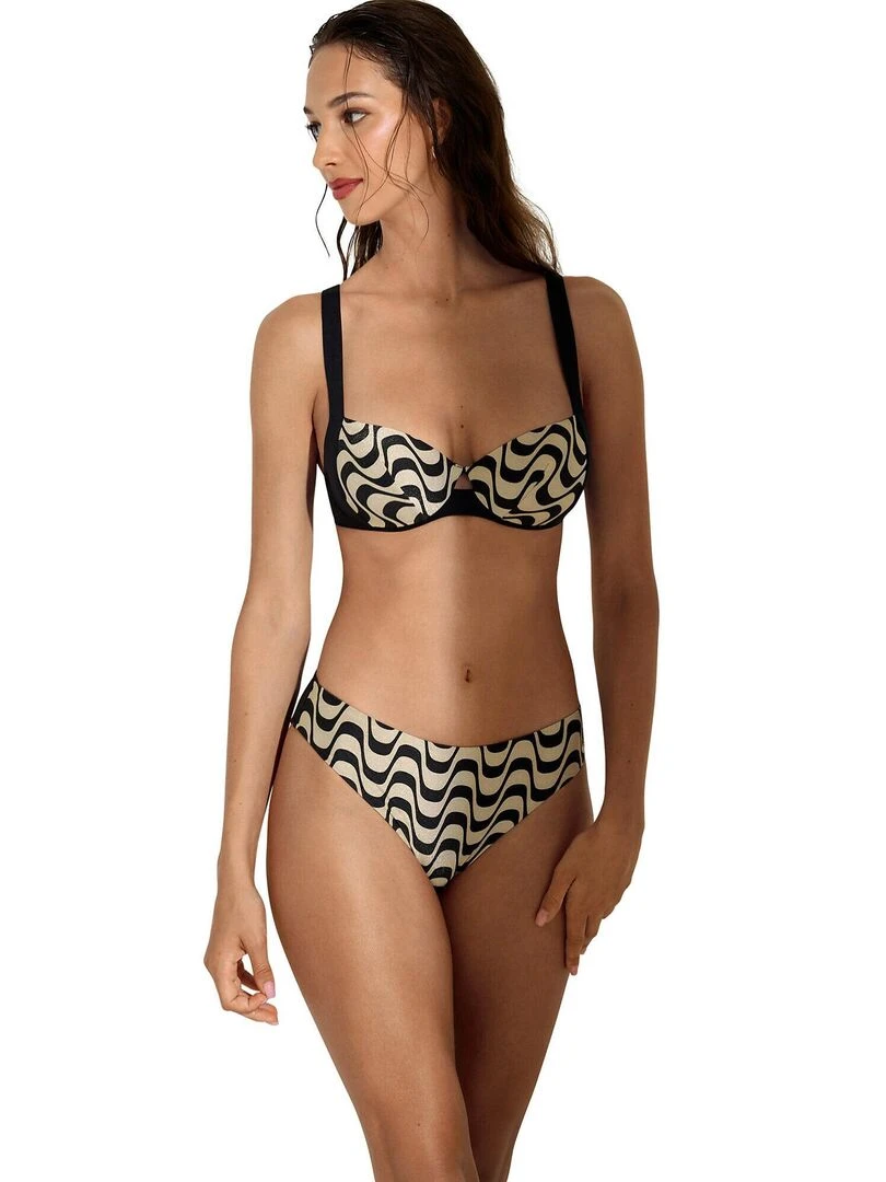 Bas maillot slip de bain à nouettes amovibles Iceland   Noir