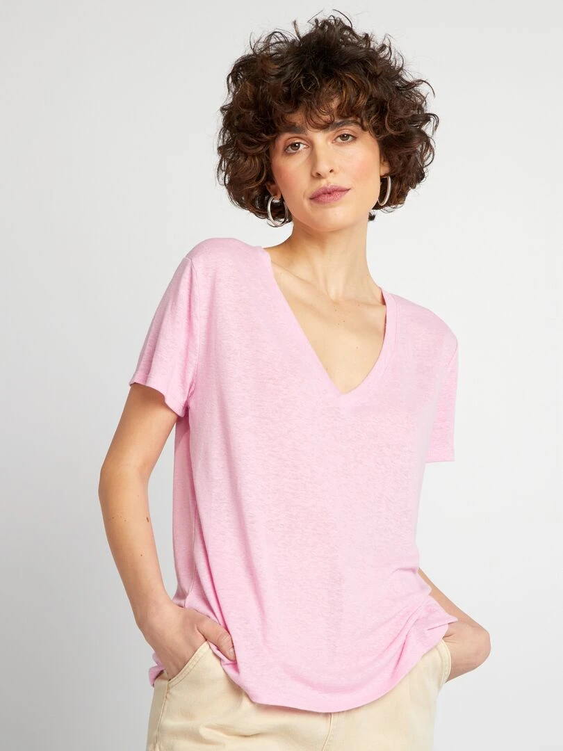 T shirt basique manches courtes   Violet