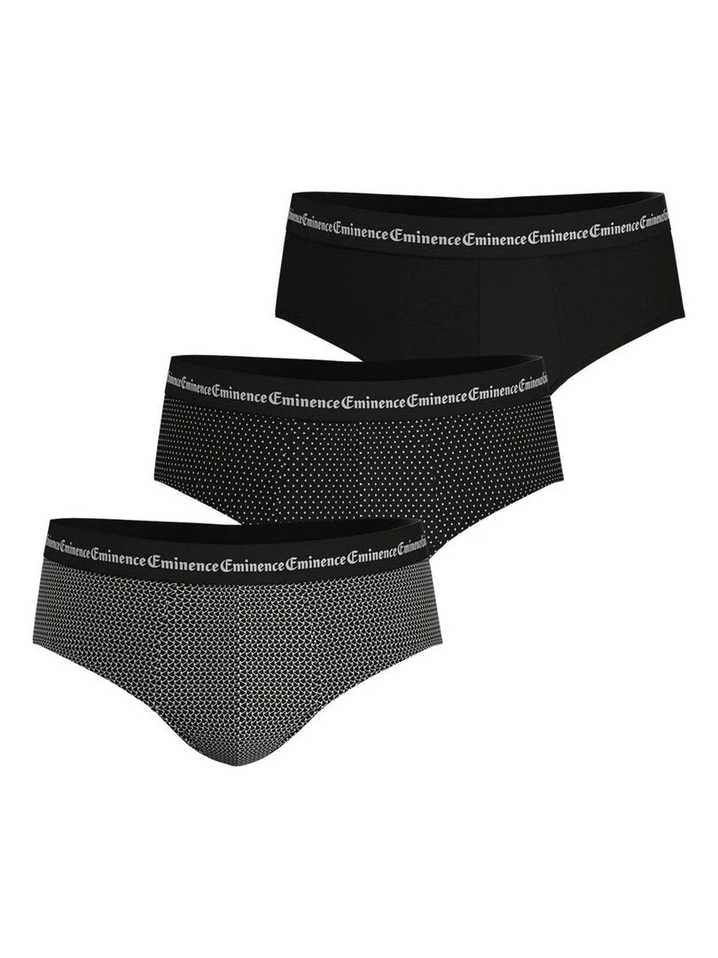 Lot de 3 slips homme Business Print Noir