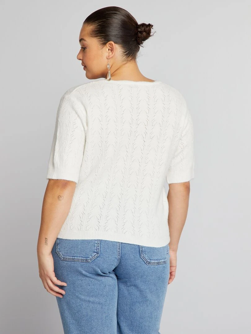 Gilet manches courtes col festonné   blanc