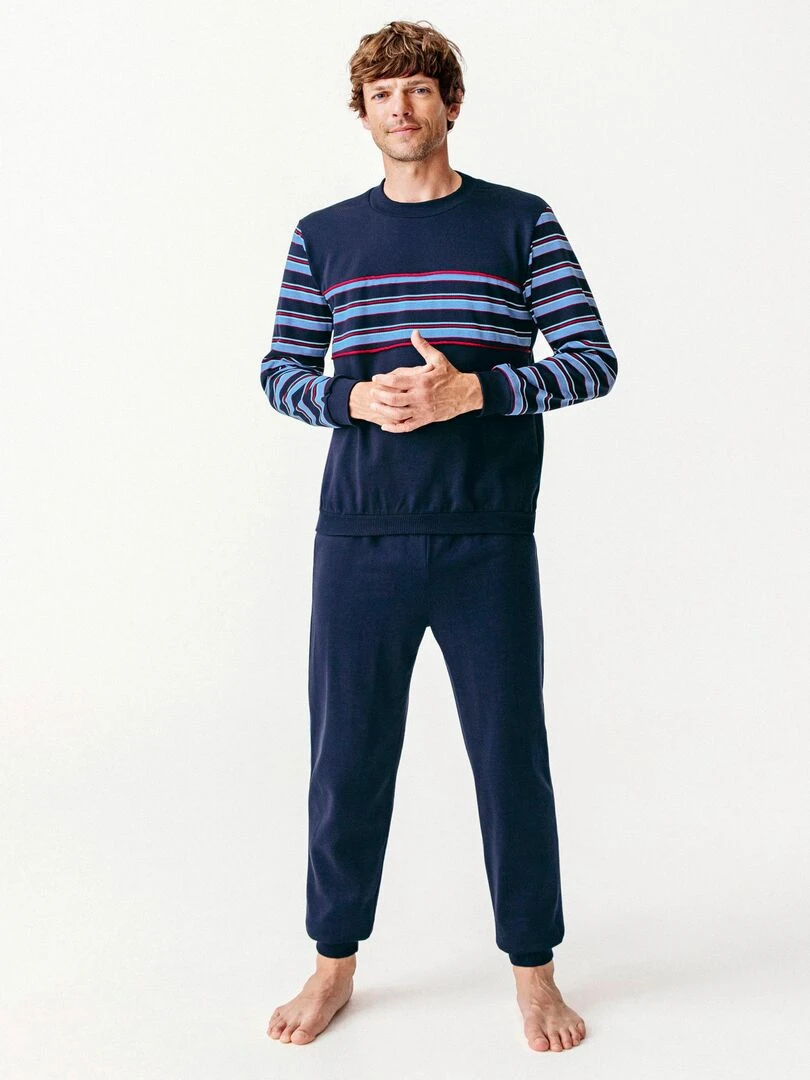Pyjama en molleton Thermolactyl manches longues Damart Bleu marine