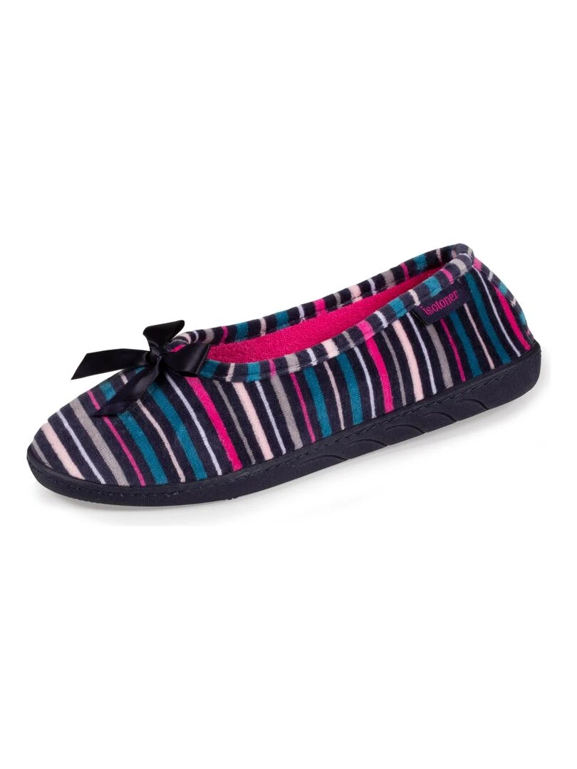 Chaussons ballerines Femme Rayures Petit Nœud Multicolore