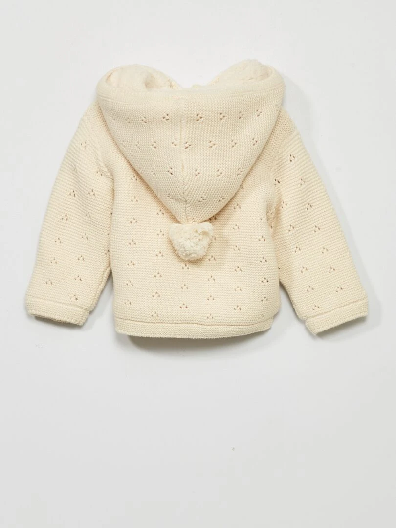 Gilet en tricot avec doublure sherpa   Blanc