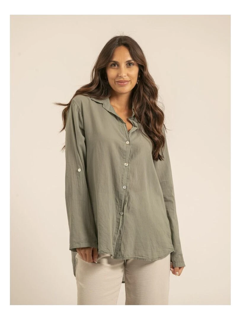 Chemise manches longues coton ORINE Kaki