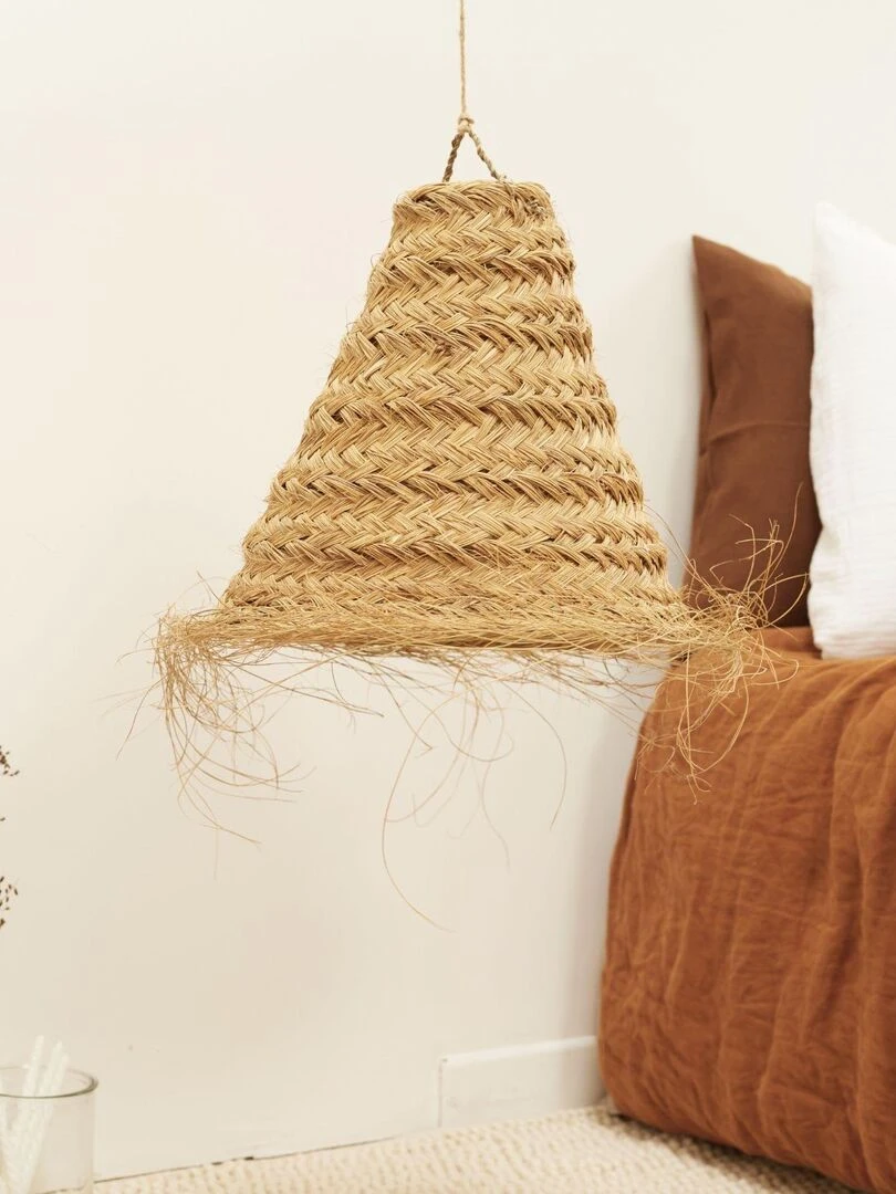 Abat jour cône fibre de palmier   Beige