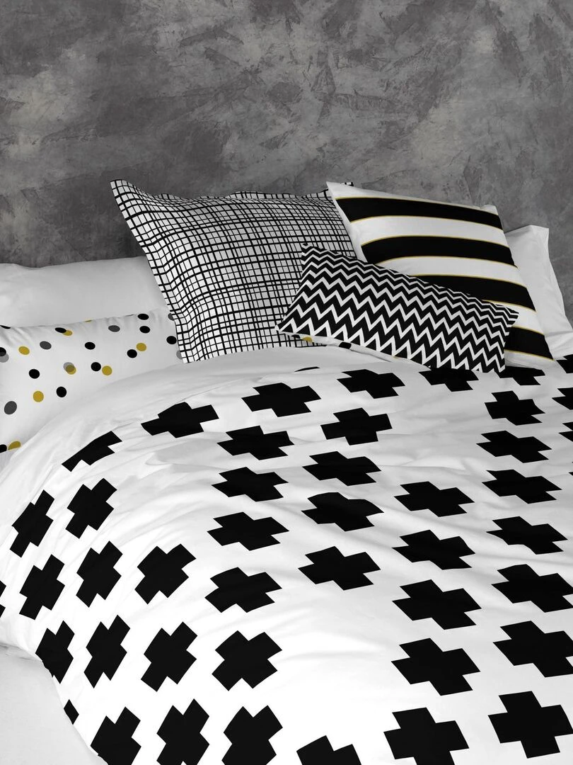 Housse de coussin Mustard "Happyfriday"   Blanc