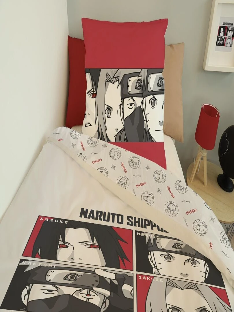 Housse de couette Naruto Shippuden Equipe Sept 140x200 cm   100% Coton   Ecru