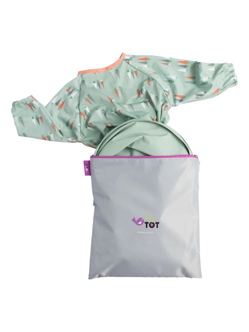 Kit bavoir et plateau transportable Sage Green Multicolore