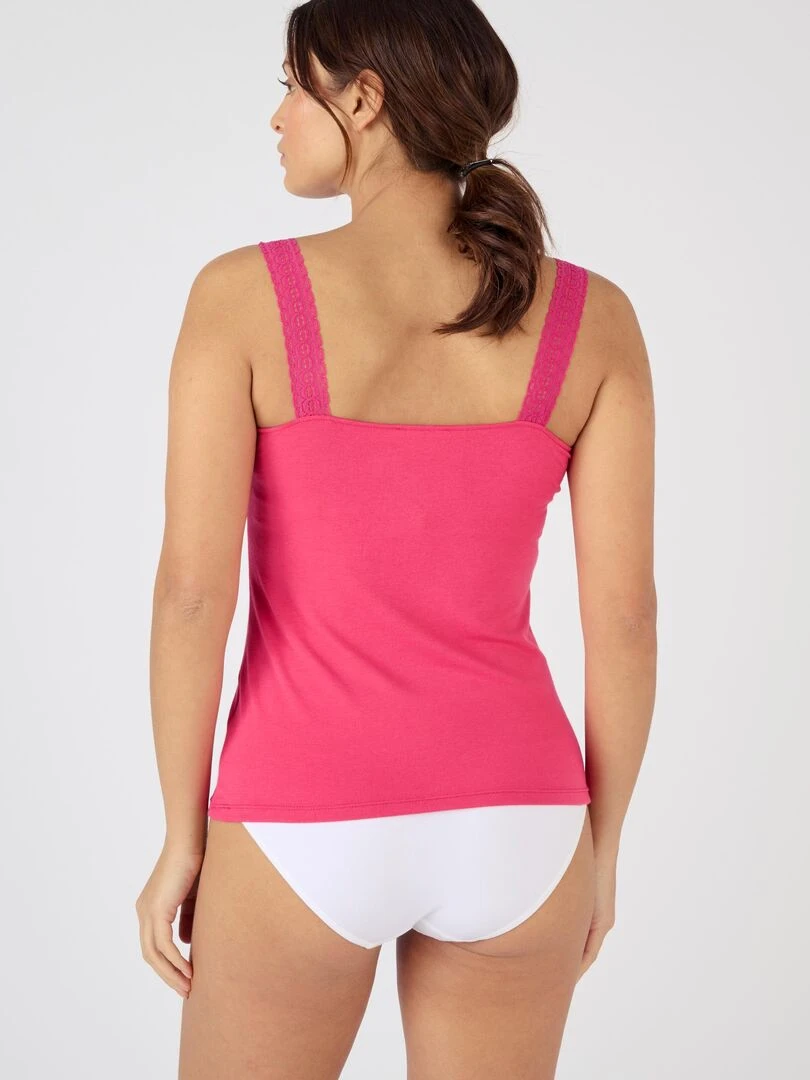 Débardeur jersey Thermolactyl Sensitive finition dentelle    Damart   Rose framboise