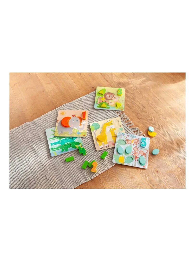 5 Puzzles À Encastrer Chiffres Animaux Sauvages N/A