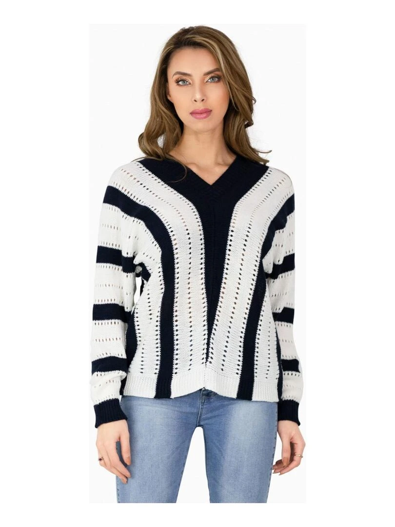 Pull grosse maille Kebello Blanc Blanc