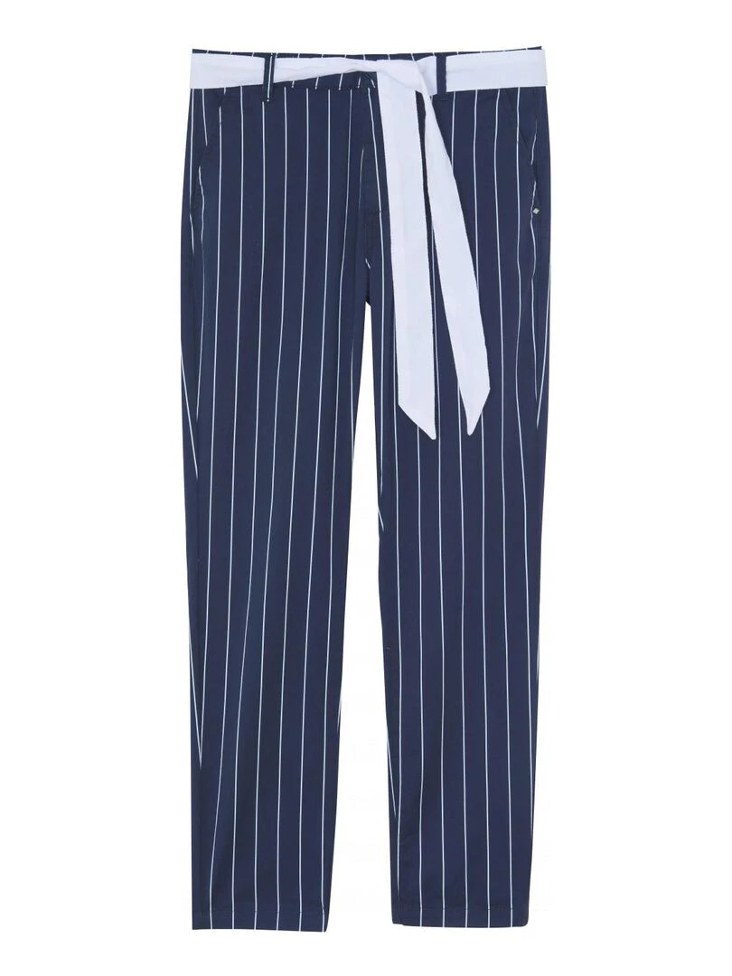 Lee Cooper   Pantalon coton chino slim fit JEMILA CR   Blanc Bleu marine