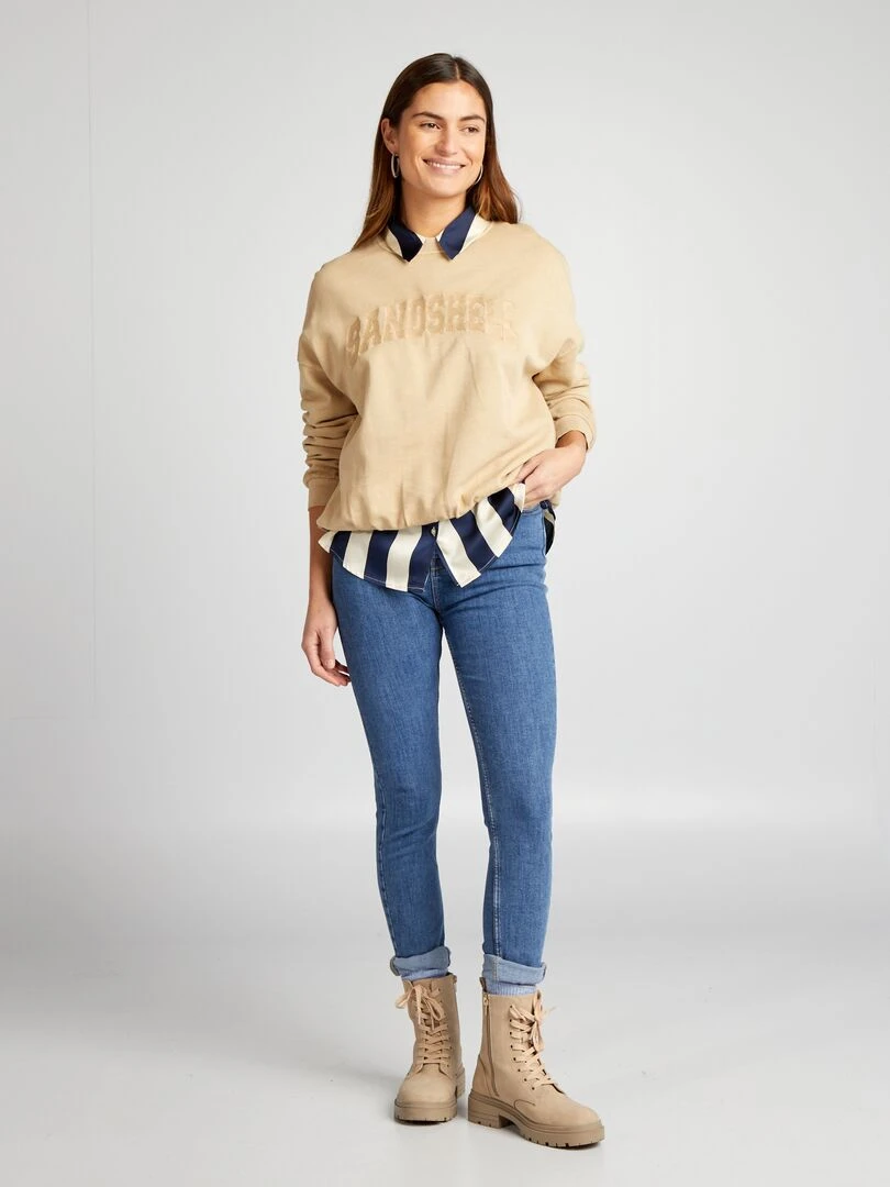Sweat en molleton effet délavé Beige