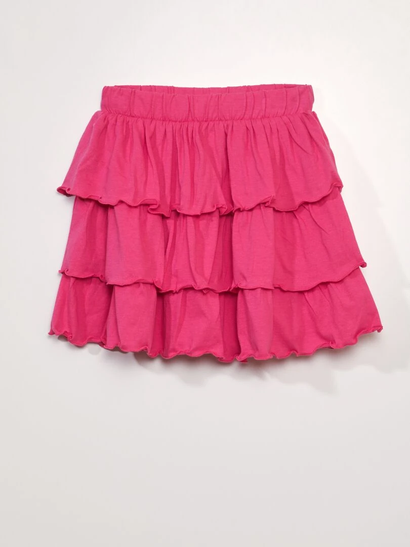 Jupe évasée à étages Rose