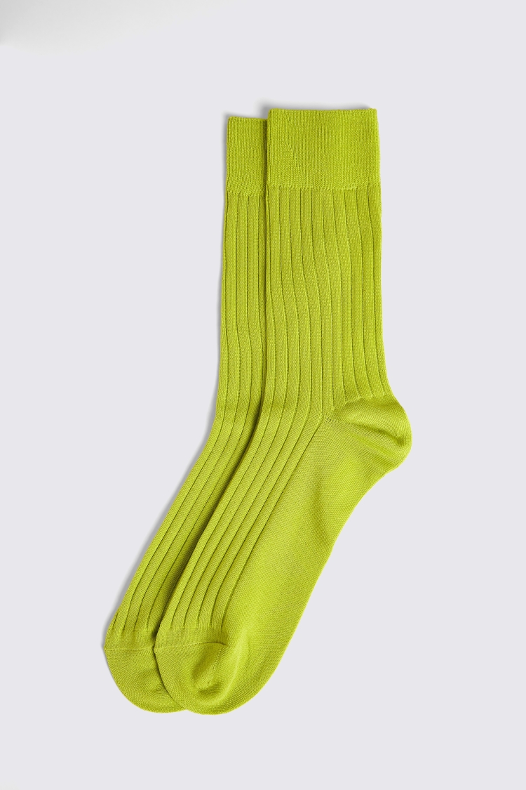 Lime Green Fine Ribbed Socks Buy Online at Moss