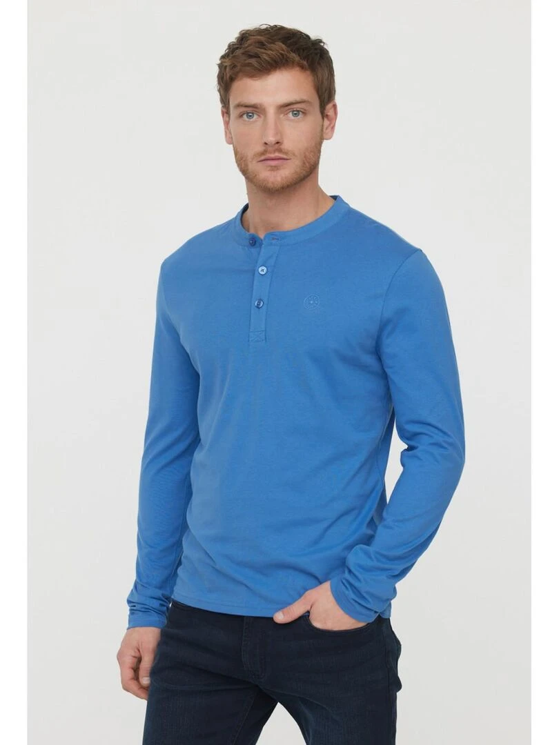 Lee Cooper T Shirt manches longues coton regular ASILO Bleu céladon