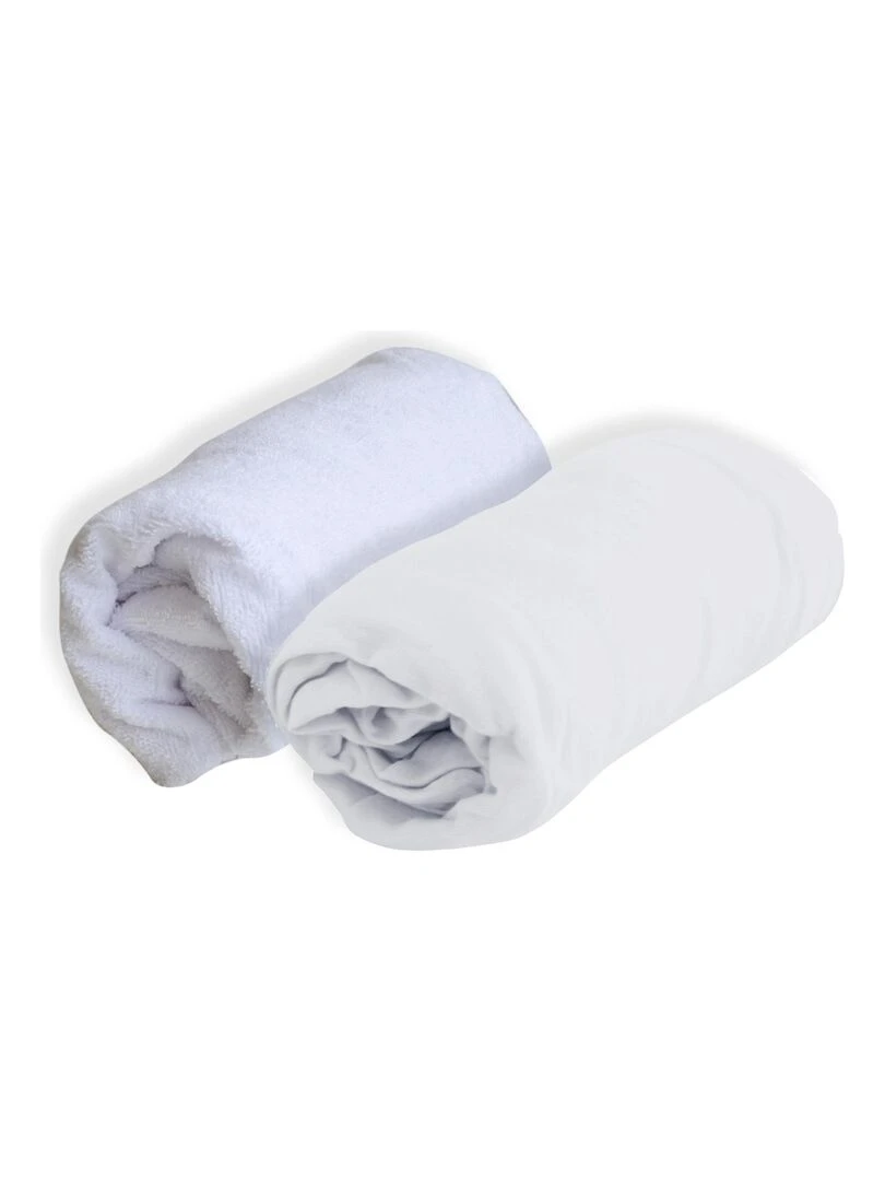 Lot d'1 alèse et 1 drap housse Blanc