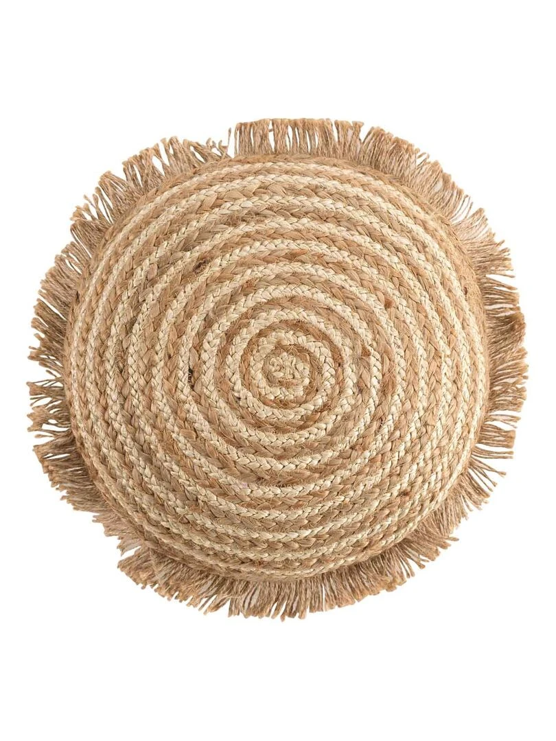 Coussin dehoussable rond jute 40 cm tournicotte Beige foncé