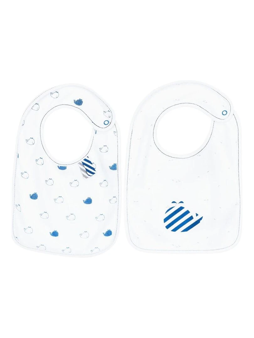 Lot de 2 bavoirs en coton blanc SAUTHON Blanc
