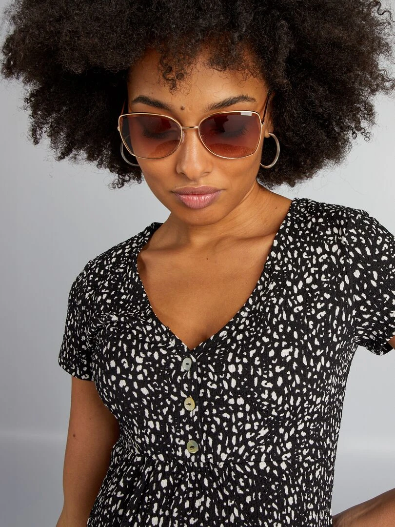 T shirt gaufré d'allaitement   Noir