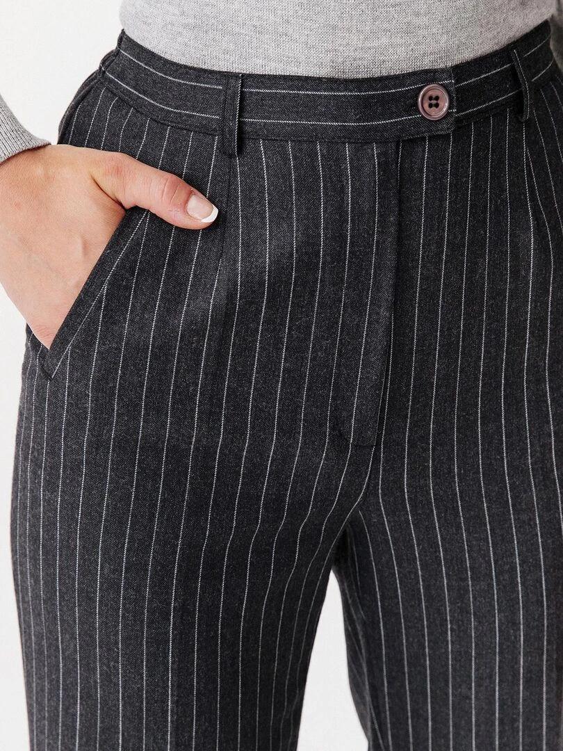 Pantalon flanelle bi extensible 2 statures   Damart   gris anthracite