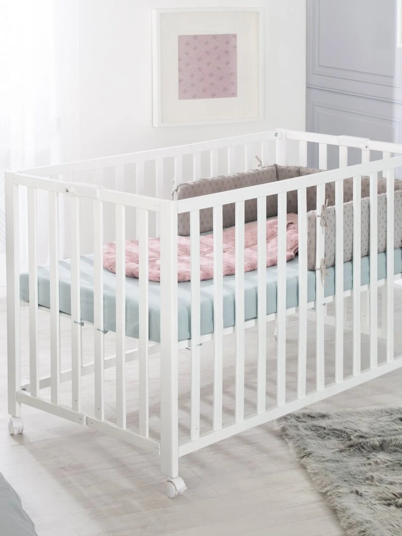 ROBA Lit pliable "Fold Up" 60x120 Réglable en hauteur Bois blanc Blanc