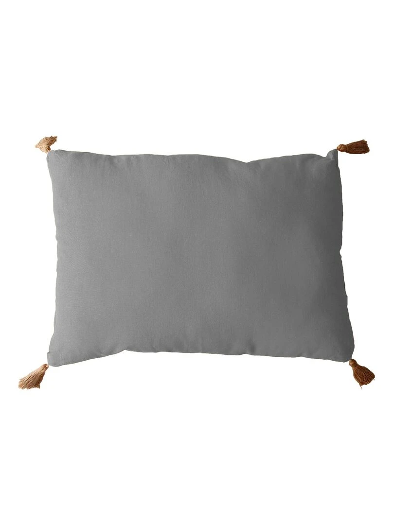 Coussin avec pompons en jute Gris clair